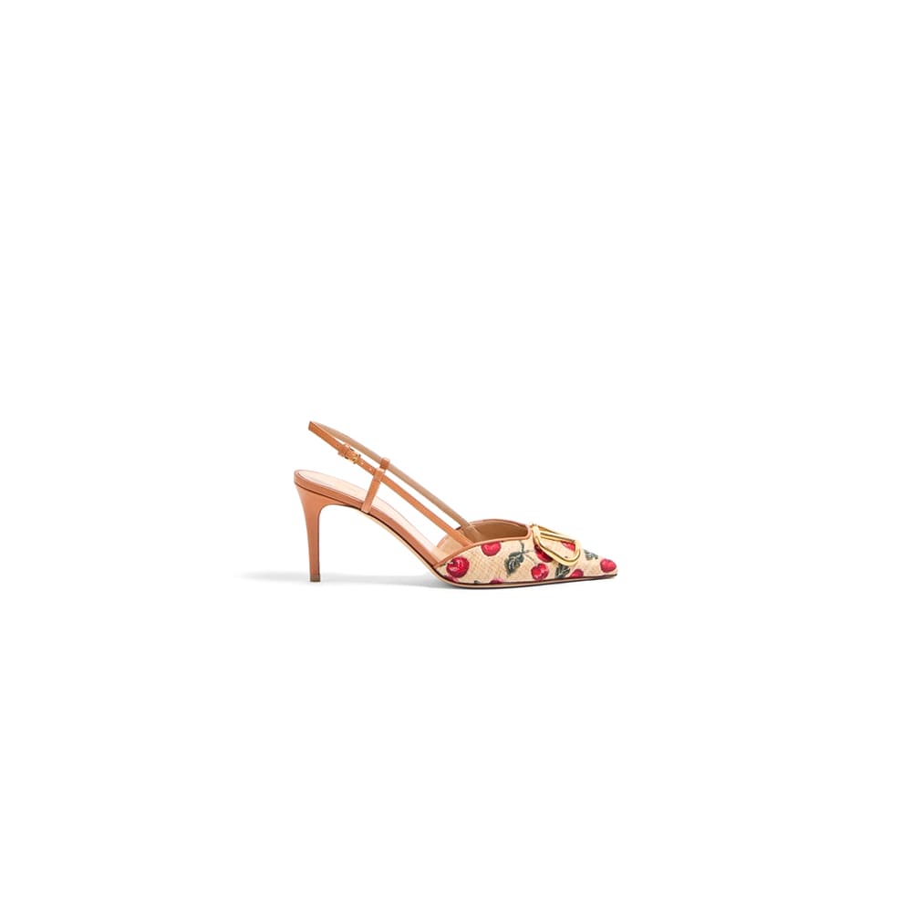 VALENTINO VLOGO SIGNATURE cherry pattern jacquard lace-up high heels (heel height 5cm|8cm)